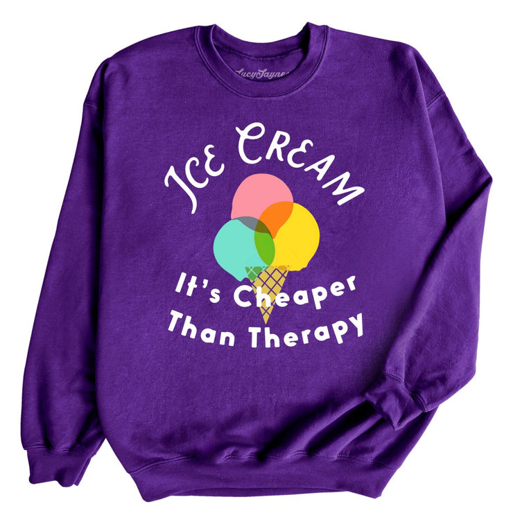 Ice Cream Cheaper Than Therapy - Purple - Full Front