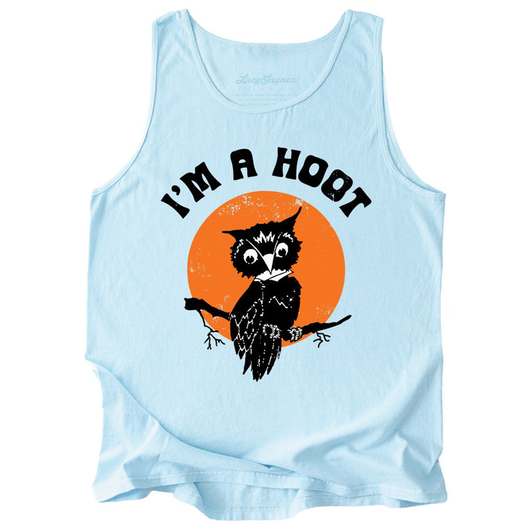 I'm a Hoot Comfort Colors Graphic Tank Top - Chambray