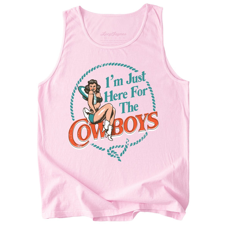 I'm Just Here For The Cowboys Comfort Colors Graphic Tank Top - Blossom