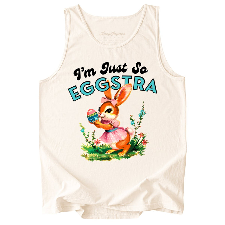 I'm Just So Eggstra Comfort Colors Graphic Tank Top - Ivory
