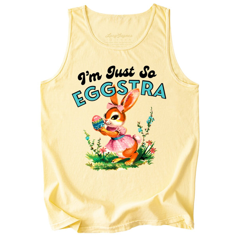 I'm Just So Eggstra Comfort Colors Graphic Tank Top - Butter