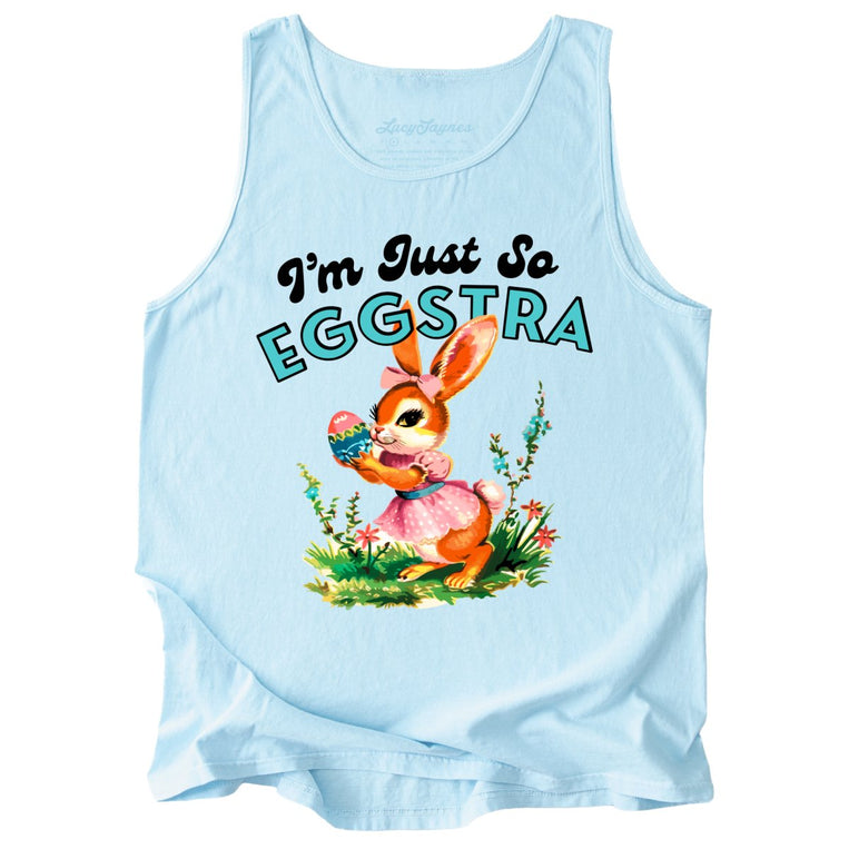 I'm Just So Eggstra Comfort Colors Graphic Tank Top - Chambray