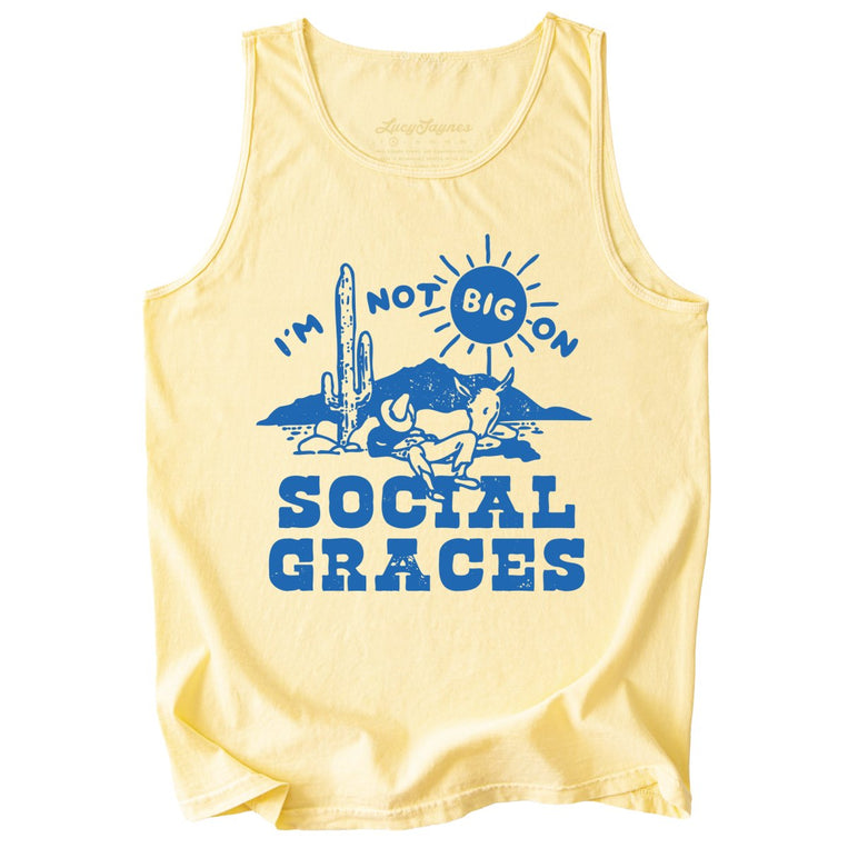 I'm Not Big on Social Graces Comfort Colors Graphic Tank Top - Butter