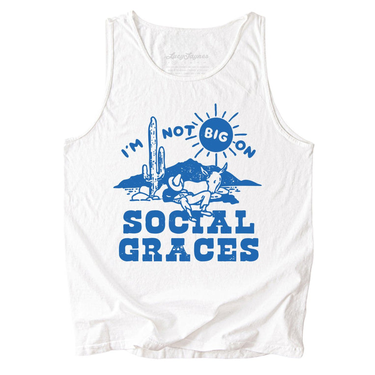 I'm Not Big on Social Graces Comfort Colors Graphic Tank Top - White