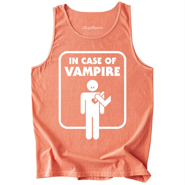 In Case of Vampire Comfort Colors Graphic Tank Top - Terracotta