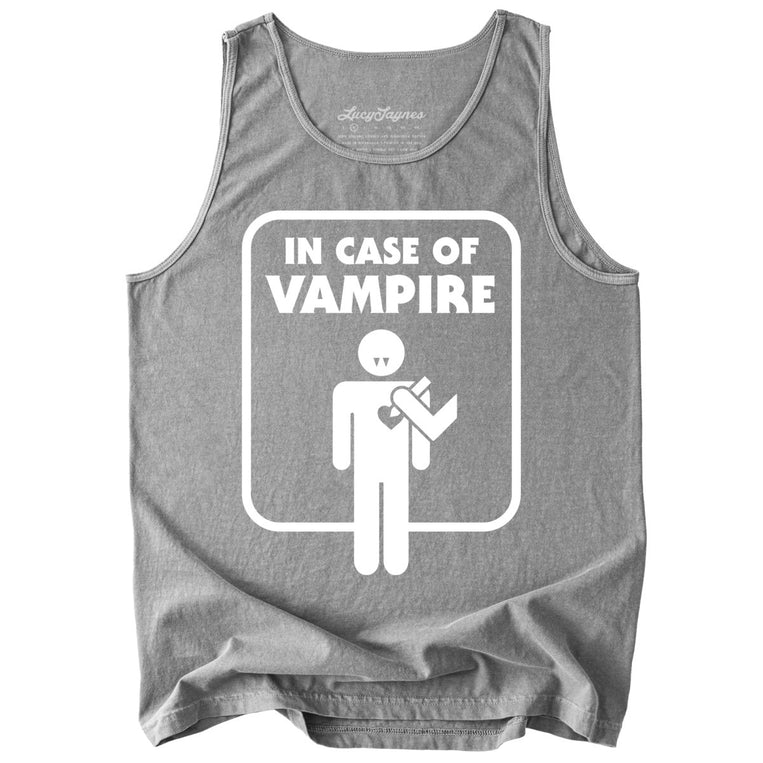 In Case of Vampire Comfort Colors Graphic Tank Top - Grey