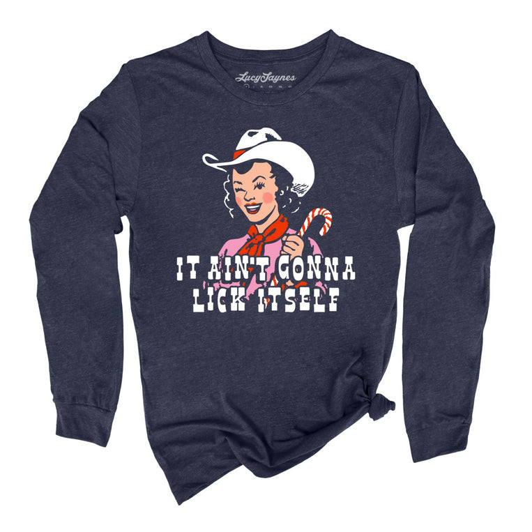 It Ain't Gonna Lick Itself - Heather Navy - Unisex Long Sleeve T-Shirt