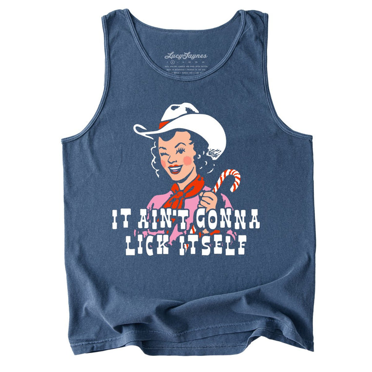 It Ain't Gonna Lick Itself Comfort Colors Graphic Tank Top - Denim