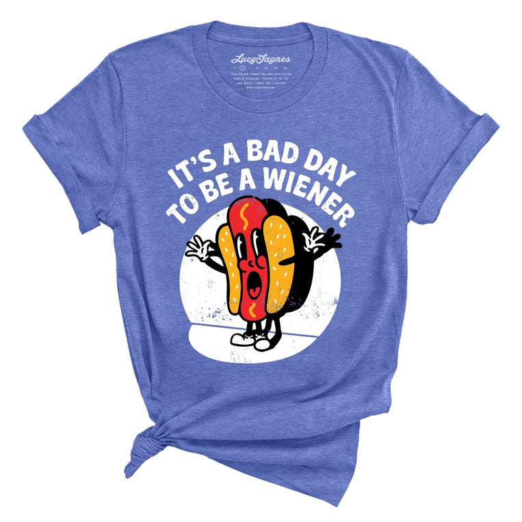 It's a Bad Day To Be a Wiener - Heather Columbia Blue - Full Front