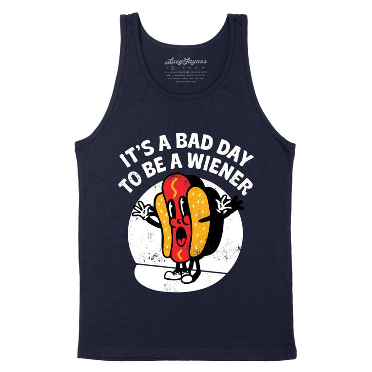 It's A Bad Day To Be A Wiener - Navy - Unisex Tank Top