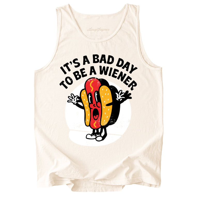 It's a Bad Day To Be a Wiener Comfort Colors Graphic Tank Top - Ivory