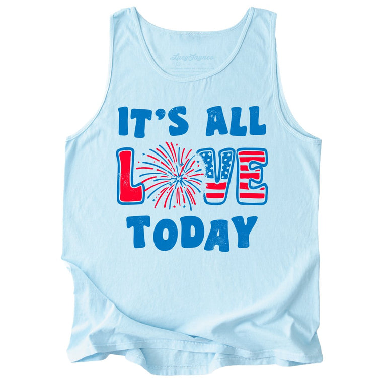 It's All Love Today Comfort Colors Graphic Tank Top - Chambray