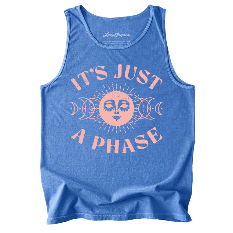 It's Just A Phase Comfort Colors Graphic Tank Top - Flo Blue