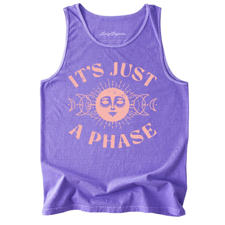 It's Just A Phase Comfort Colors Graphic Tank Top - Violet
