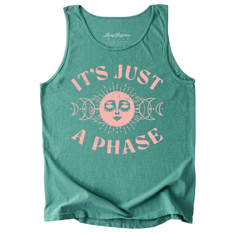 It's Just A Phase Comfort Colors Graphic Tank Top - Light Green