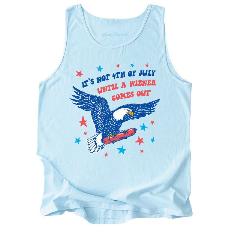It's Not 4th of July Until A Wiener Comes Out Comfort Colors Graphic Tank Top - Chambray