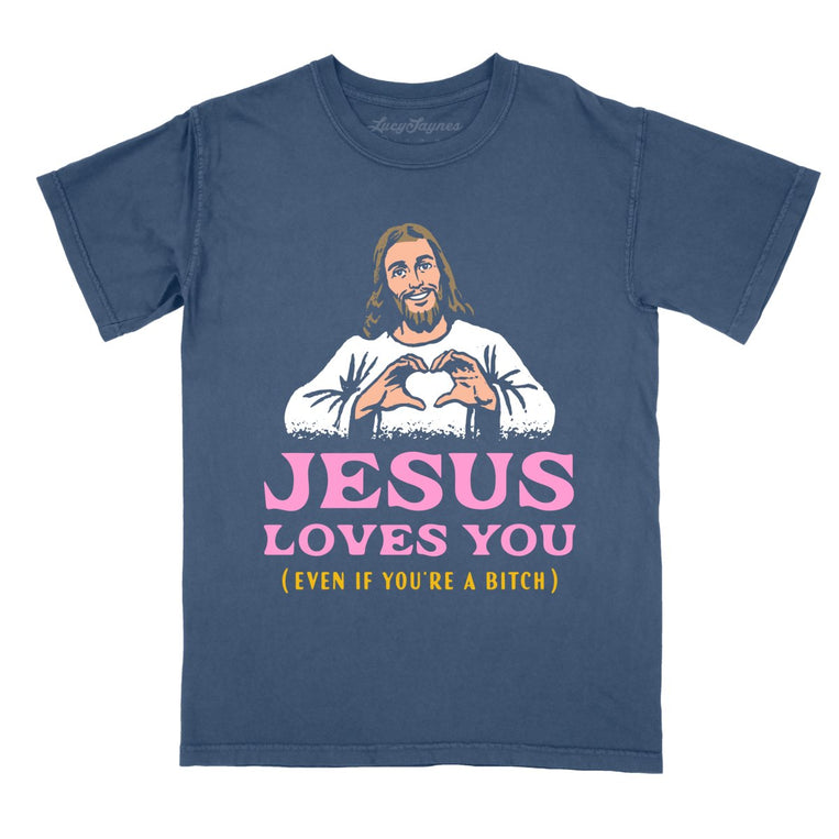 Jesus Loves You - Denim - Comfort Colors Tee