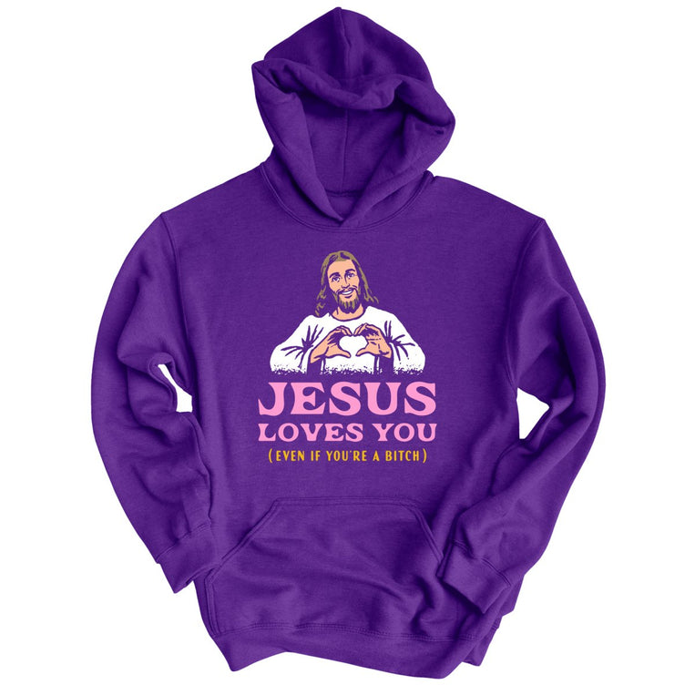 Jesus Loves You - Purple - Unisex Hoodie