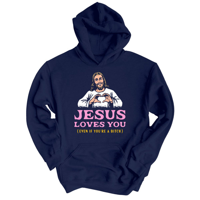 Jesus Loves You - Navy - Unisex Hoodie