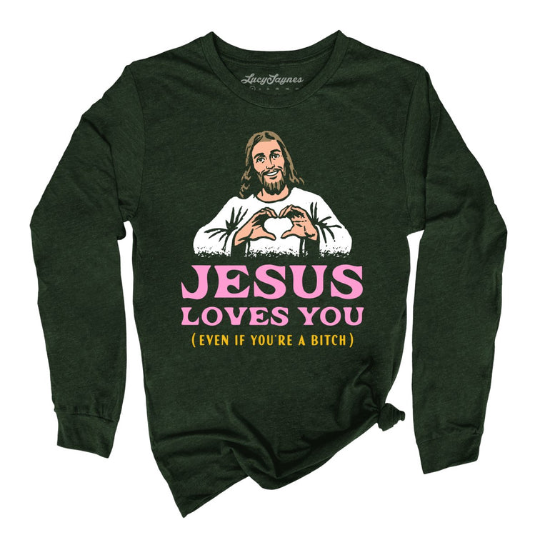 Jesus Loves You - Heather Forest - Unisex Long Sleeve T-Shirt
