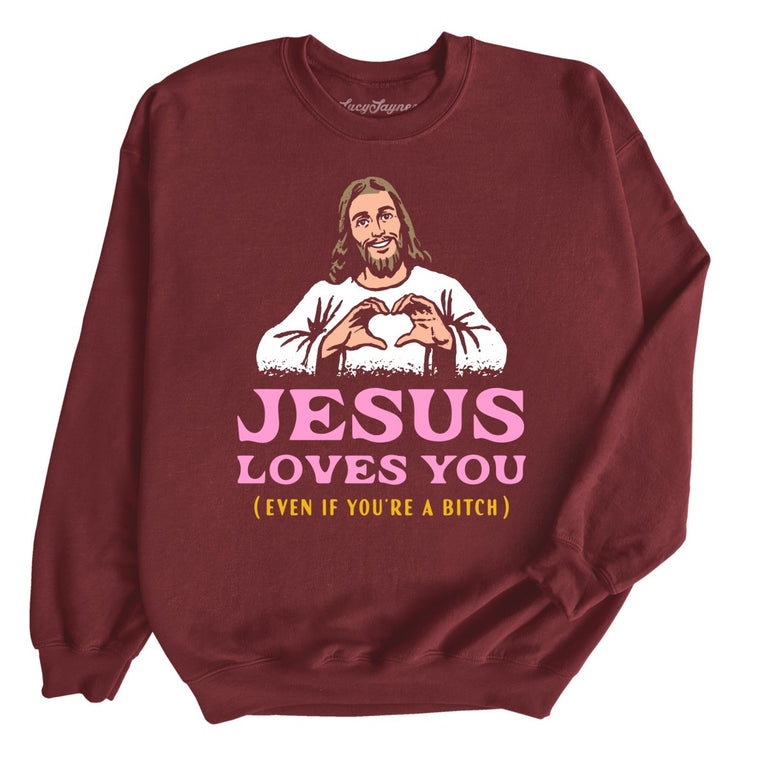 Jesus Loves You - Maroon - Unisex Sweatshirt