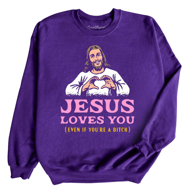 Jesus Loves You - Purple - Unisex Sweatshirt
