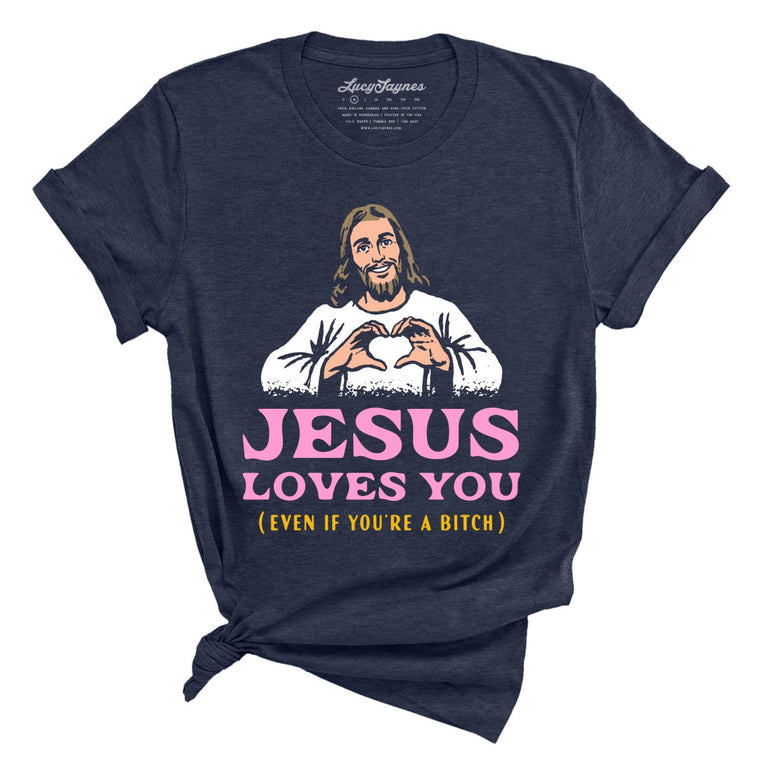 Jesus Loves You - Heather Midnight Navy - Unisex T-Shirt