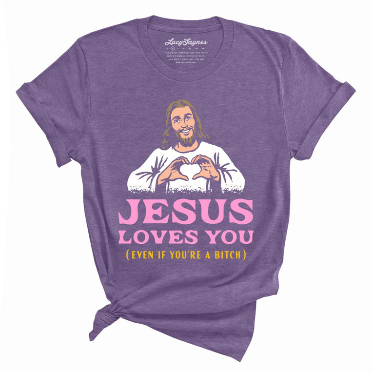 Jesus Loves You - Heather Purple - Unisex T-Shirt