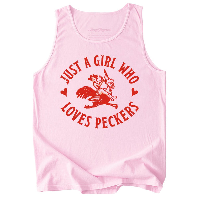 Just a Girl Who Loves Peckers Comfort Colors Graphic Tank Top