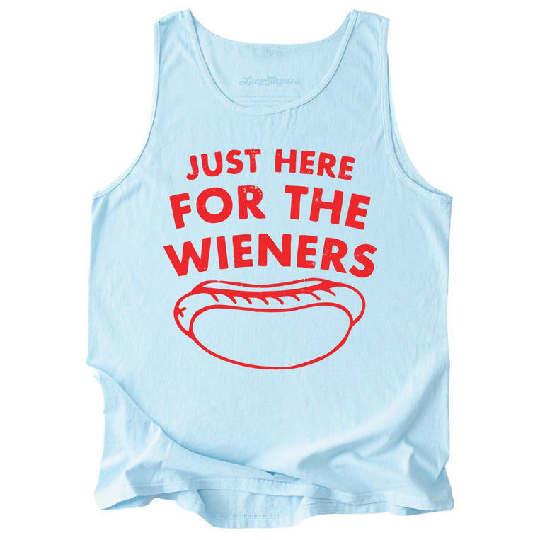 Just Here For The Wieners Comfort Colors Graphic Tank Top - Chambray