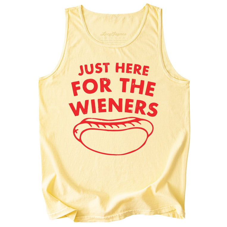 Just Here For The Wieners Comfort Colors Graphic Tank Top - Butter