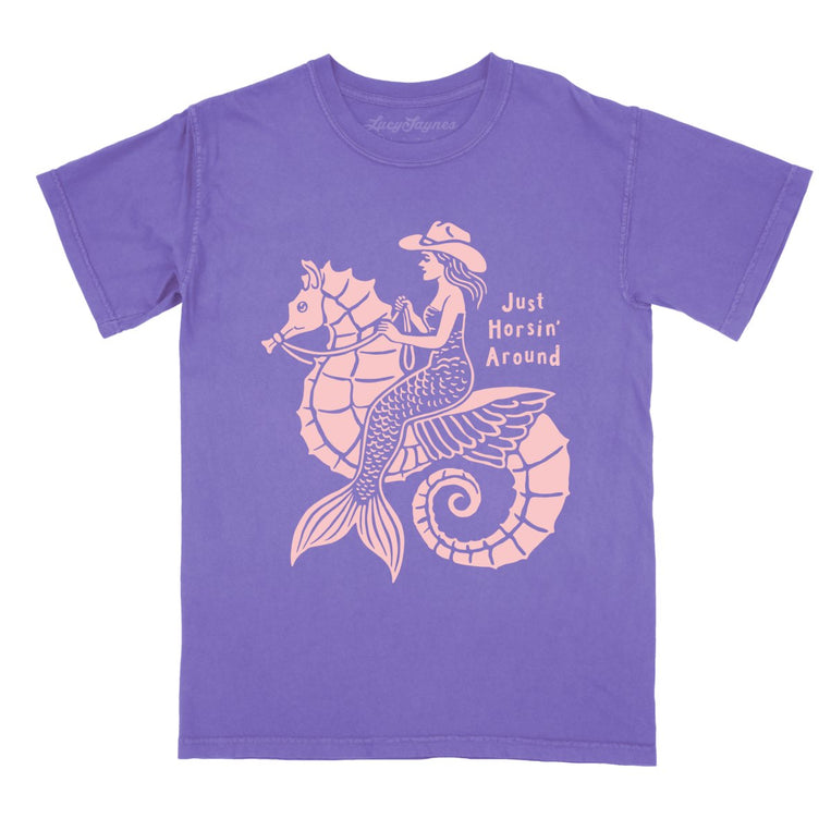 Just Horsin' Around Comfort Colors Graphic Tee - Violet