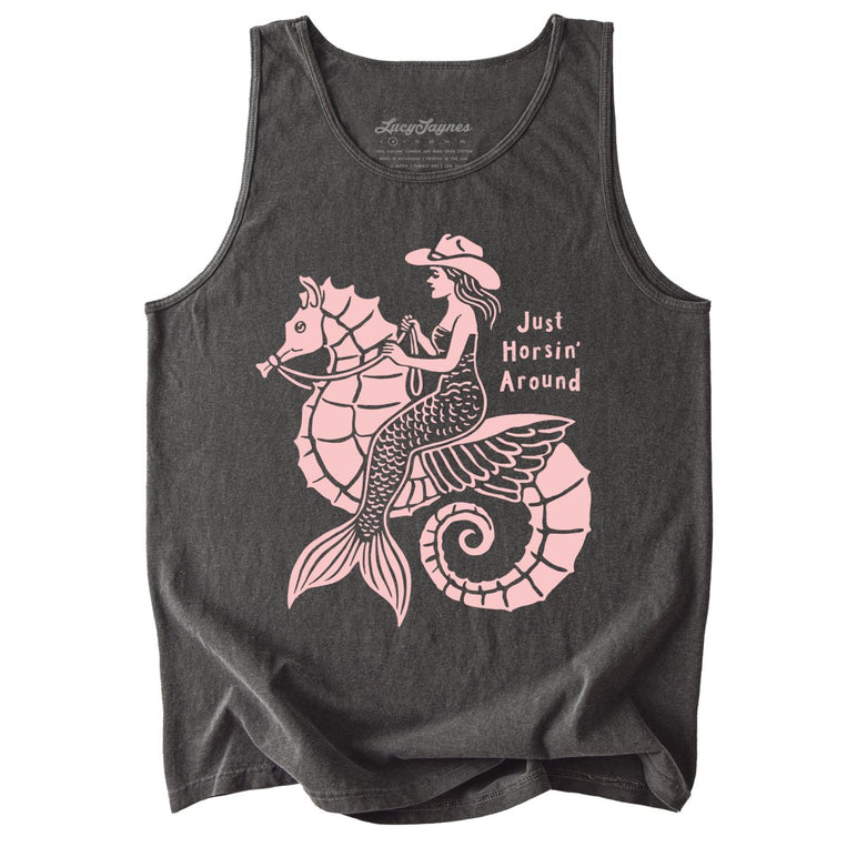 Just Horsin' Around Comfort Colors Graphic Tank Top - Pepper