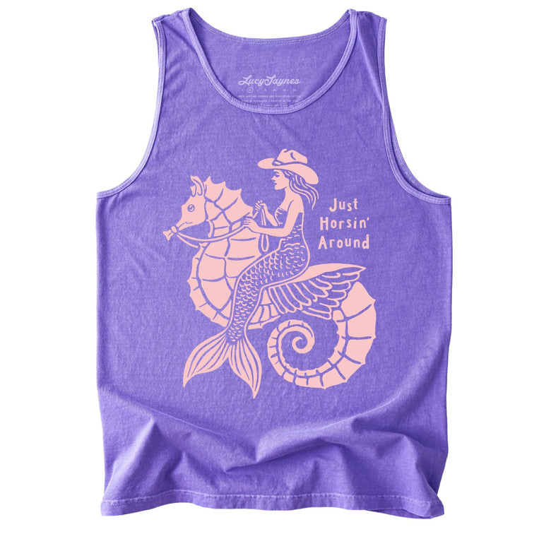 Just Horsin' Around Comfort Colors Graphic Tank Top - Violet