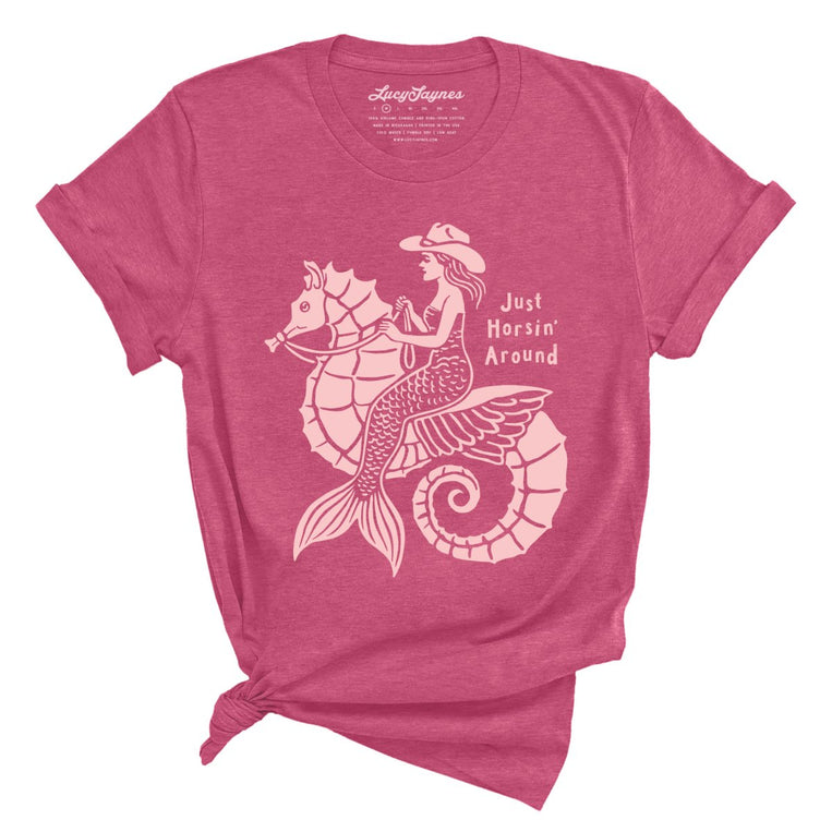 Just Horsin' Around Graphic Tee - Heather Raspberry