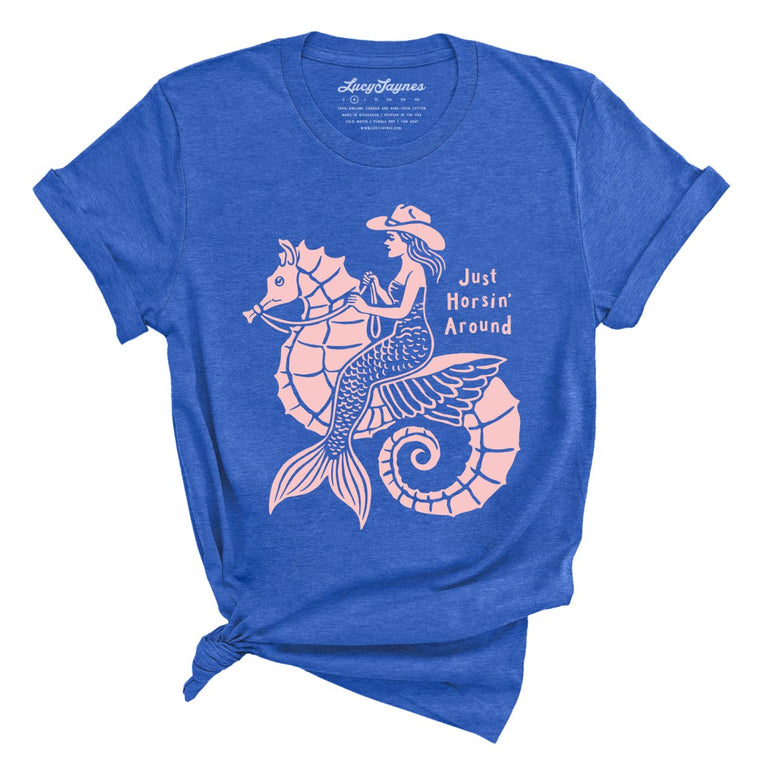 Just Horsin' Around Graphic Tee - Heather True Royal