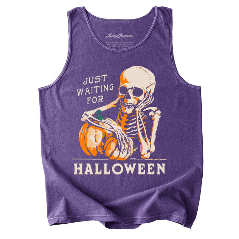Just Waiting For Halloween Comfort Colors Graphic Tank Top - Grape