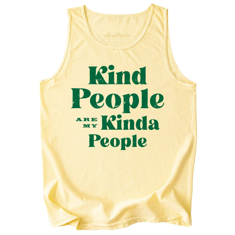 Kind People Are My Kinda People Comfort Colors Graphic Tank Top - Butter