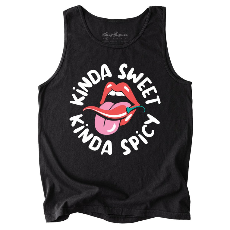 Kinda Sweet Kinda Spicy Comfort Colors Graphic Tank Top - Black