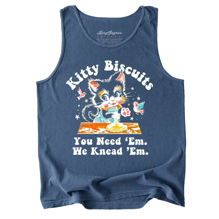 Kitty Biscuits Comfort Colors Graphic Tank Top - Denim