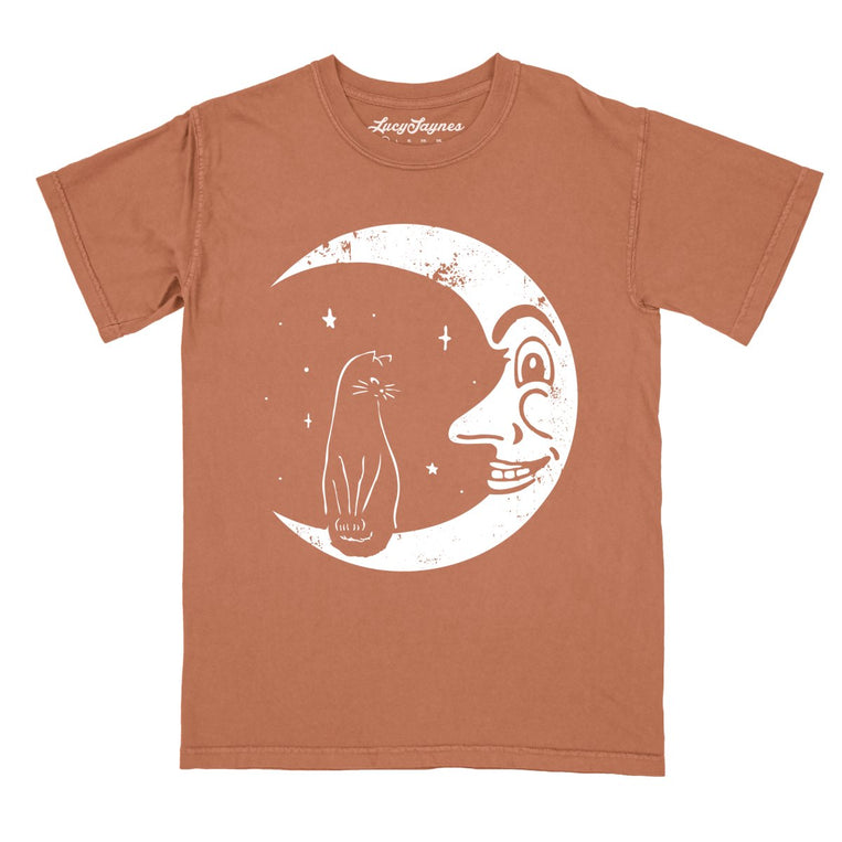Kitty On The Moon - Yam - Comfort Colors Tee
