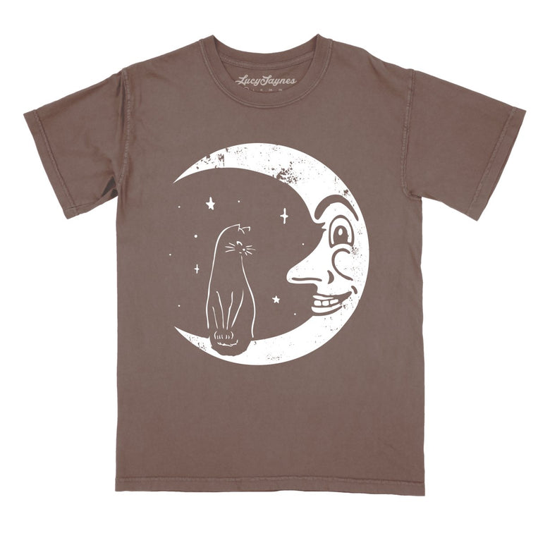 Kitty On The Moon - Espresso - Comfort Colors Tee