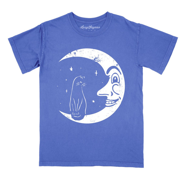 Kitty On The Moon - Flo Blue - Comfort Colors Tee