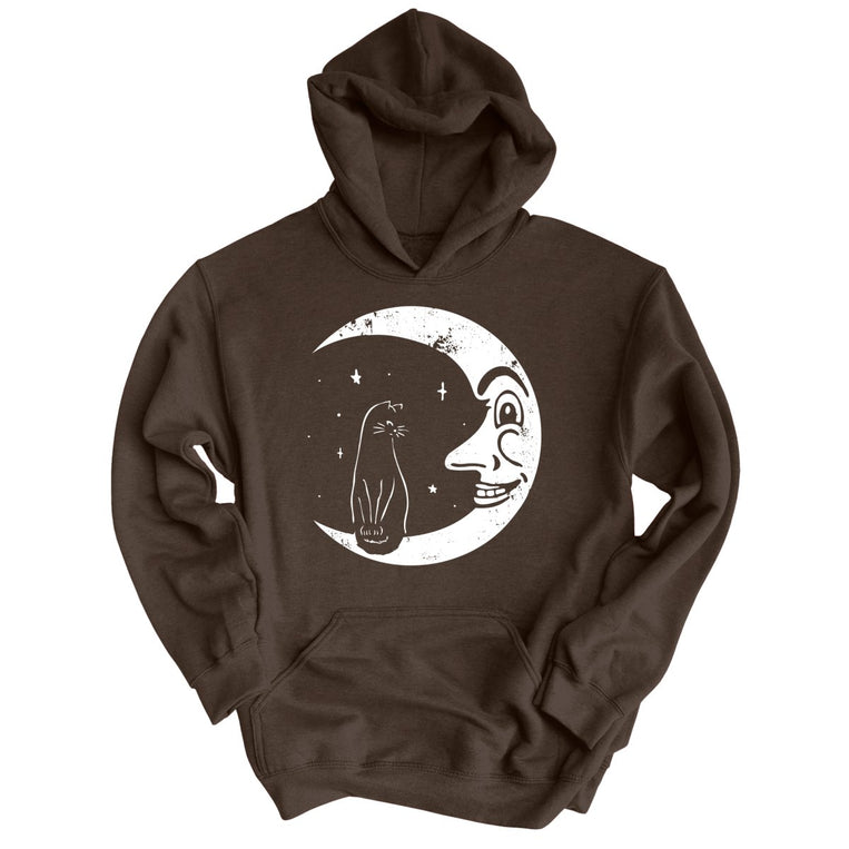 Kitty On The Moon - Dark Chocolate - Unisex Hoodie