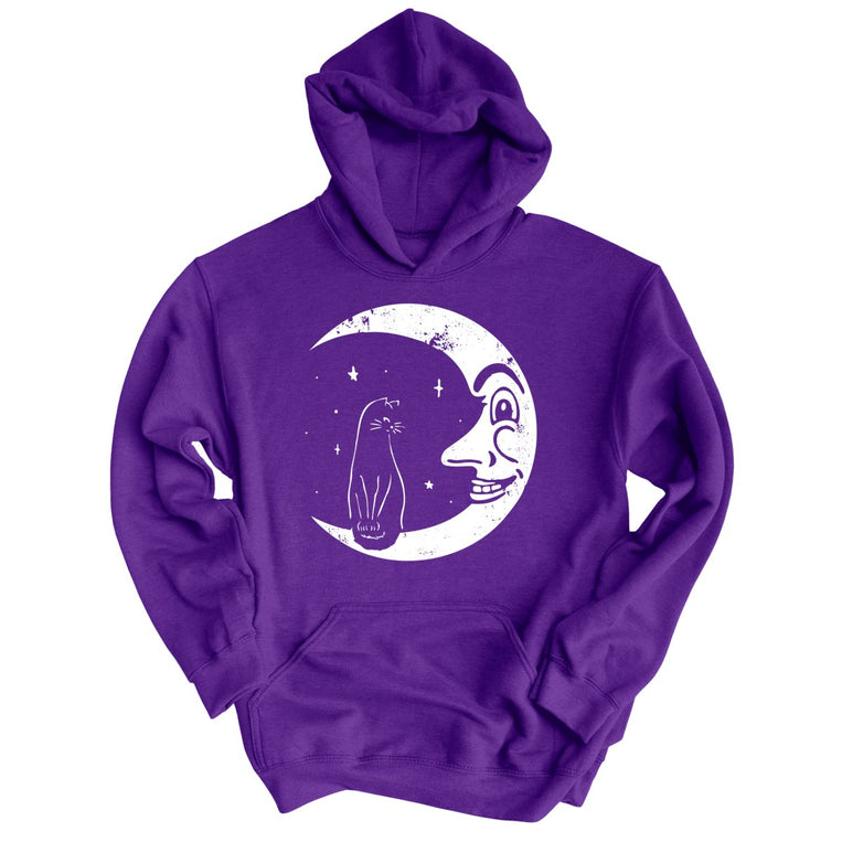 Kitty On The Moon - Purple - Unisex Hoodie