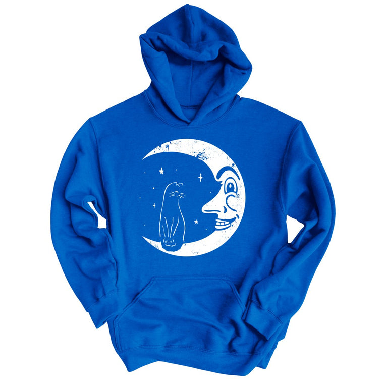 Kitty On The Moon - Royal - Unisex Hoodie