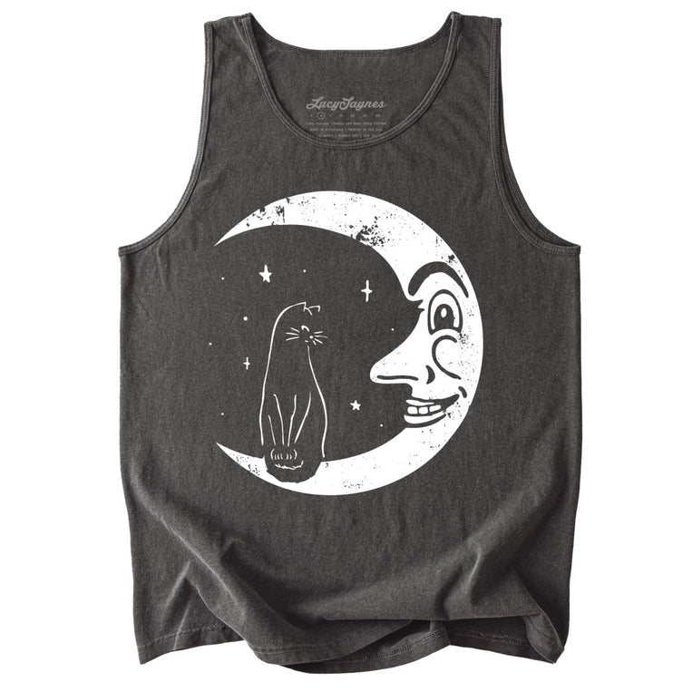 Kitty On The Moon Comfort Colors Graphic Tank Top