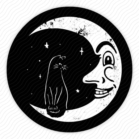 Kitty On The Moon Sticker