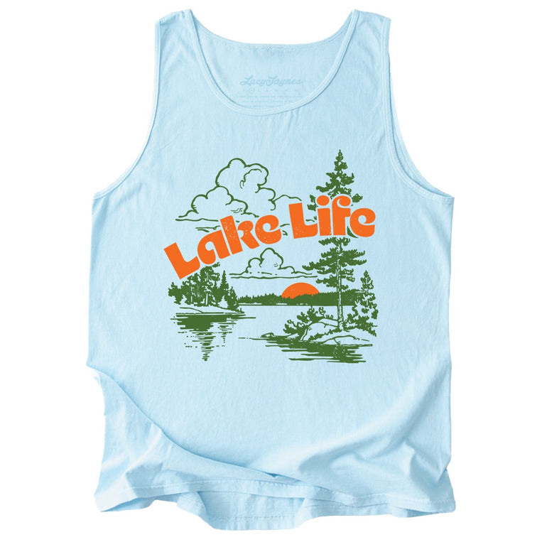 Lake Life Comfort Colors Graphic Tank Top - Chambray