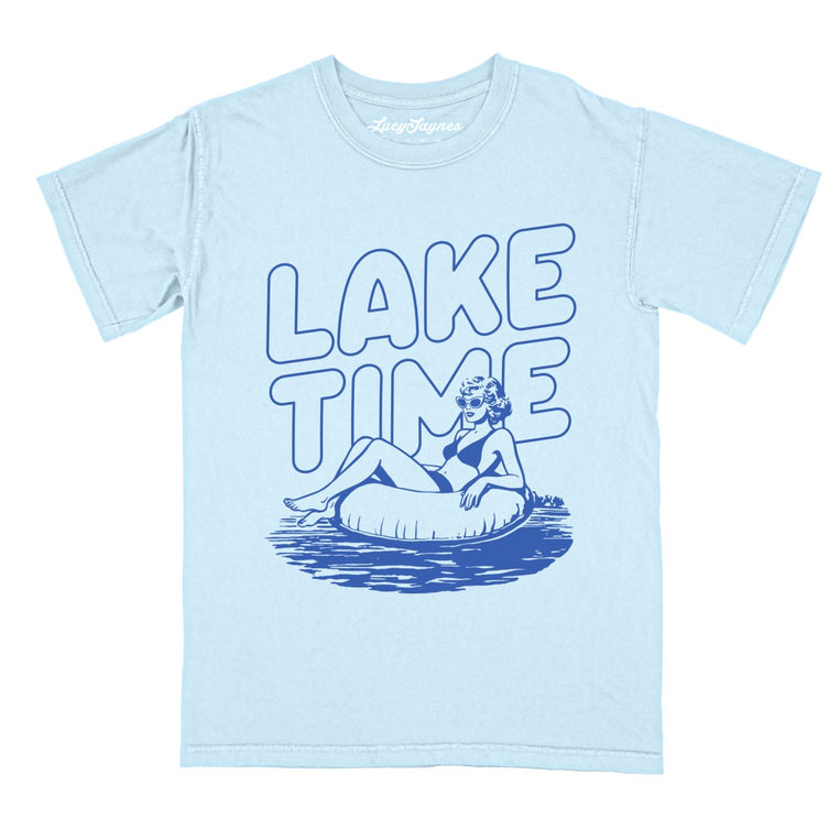 Lake Time Comfort Colors Graphic Tee - Chambray